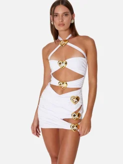 Coupe Heart Cut Out Mini Skirt - Pearl