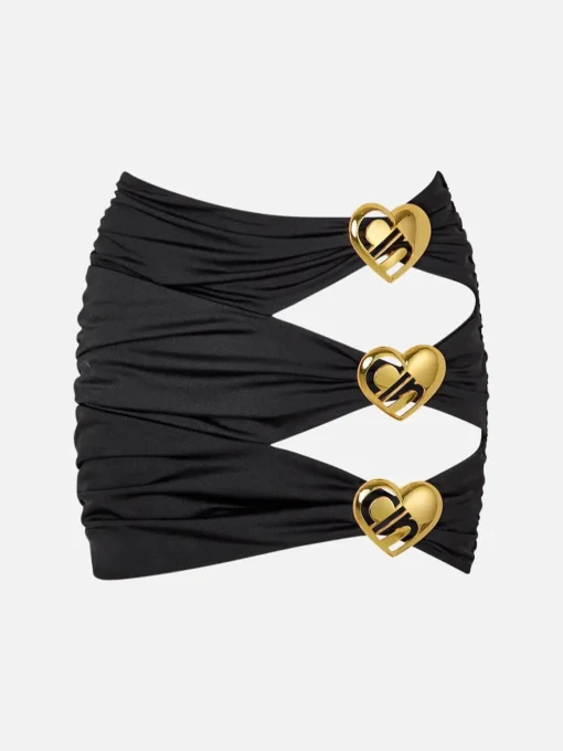 Coupe Heart Cut Out Mini Skirt - Black