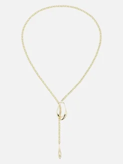 Lariat Necklace: Brass + 18K Gold