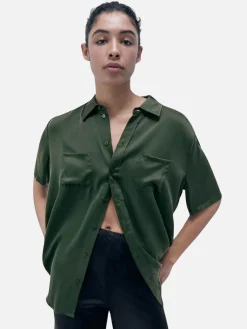 Short Sleeve Boyfriend Shirt - Cedar