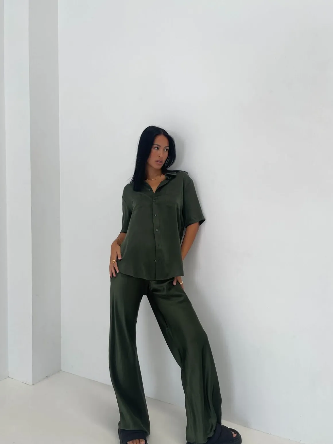 Short Sleeve Boyfriend Shirt - Cedar