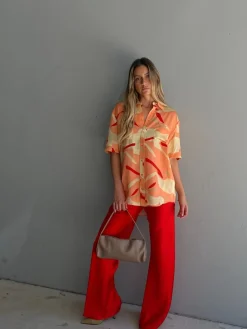 Short Sleeve Boyfriend Shirt - Rabbit Amaranth