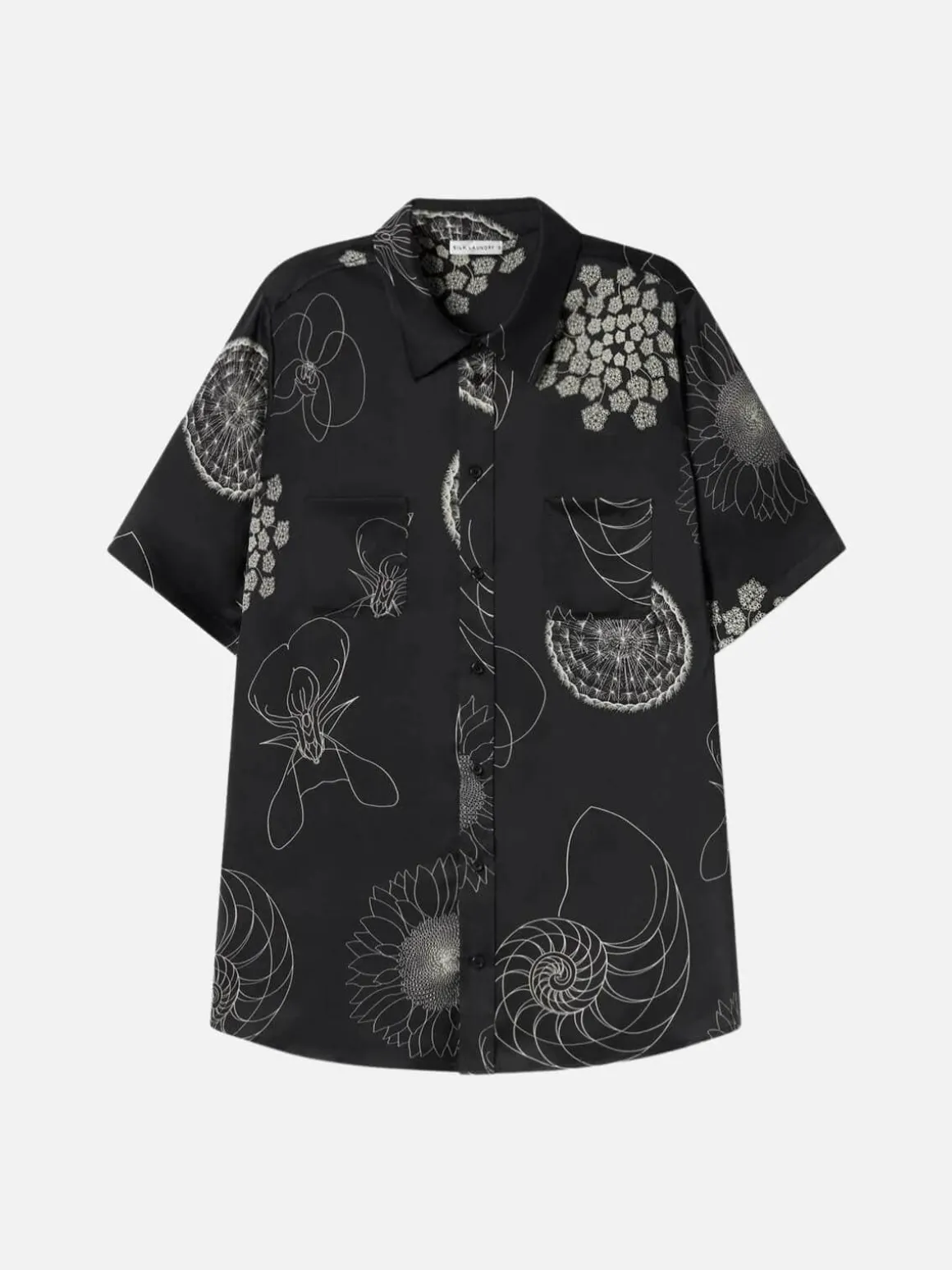 Short Sleeve Boyfriend Shirt Fibonacci - Black